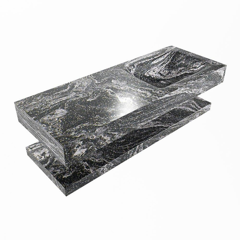 MONDIAZ ALAN - DLUX Badkamermeubelset - 120cm - planchet - Lava - vrijhangende wastafel - wasbak rechts - 0 kraangaten - Lava SW809257