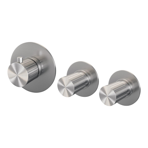 BRAUER Stripe Thermostat encastrable - 2 robinets d'arrêt - pièces encastrées et apparentes - finition PVD brossée couleur inox SW1435055