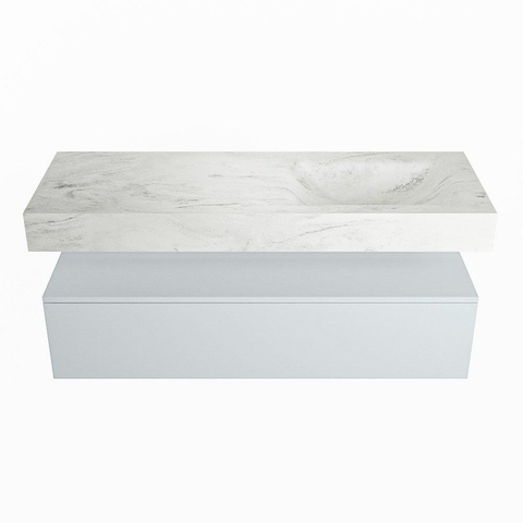 MONDIAZ ALAN - DLUX Badkamermeubelset - 130cm - onderkast - Clay - 1 lade - vrijhangende wastafel - wasbak rechts - 1 kraangat - Opalo SW806829