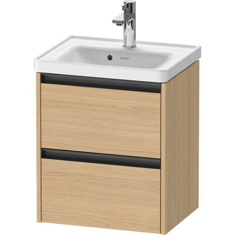 Duravit Ketho.2 Wastafelonderbouwkast - met 2 laden - 48.4x37.5x54.9cm - met grepen antraciet - natuur eiken mat SW772246