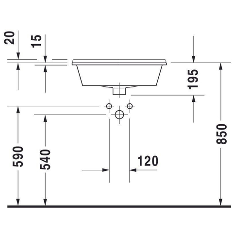 Duravit Starck 3 Philippe Starck - 3 opbouwwastafel - 56x46cm - wit 0313815