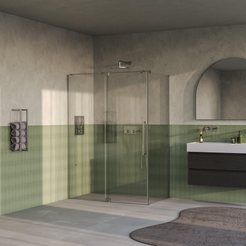 BRAUER Stellar Douchecabine - 140x100x200cm - draaideur - glascoating - omkeerbaar - helder glas - Geborsteld RVS PVD SW1418028
