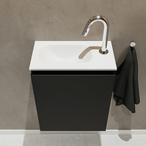 MONDIAZ TURE Kit lave-mains - 40x23x50cm - 1 trou de robinet - 1 porte - urban mat - Lavabo à gauche - Acrylique Blanc SW474912