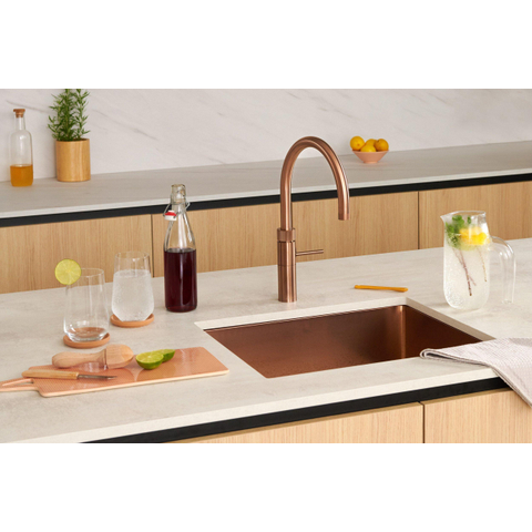 Quooker Fusion Round kokendwaterkraan - draaibare uitloop - Combi+ reservoir - Warm / kokend water - Rosé Koper SW968356