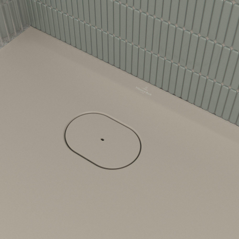 Villeroy & Boch Ecora douchebak - 80x80x3.5cm - afvoer korte zijde - almond (beige) SW1558921