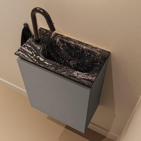 MONDIAZ TURE-DLUX Meuble de WC 40 cm Smoke. Lavabo EDEN Lava position à droite. Avec 1 trou de robinet. SW1104093