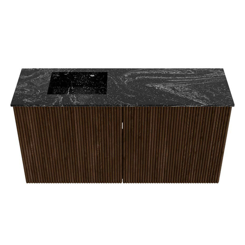 Mondiaz JOYA-DLUX Meuble de salle de bains 80cm - couleur Walnut - Vasque FAYE position Gauche 1 trou de robinet couleur Lava SW1422426