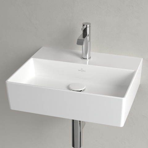 Villeroy & Boch memento 2.0 wastafel - voor handdoekhouders - 50x42cm - zonder overloop - 1 kraangat - White Alpine (glans wit) SW358404