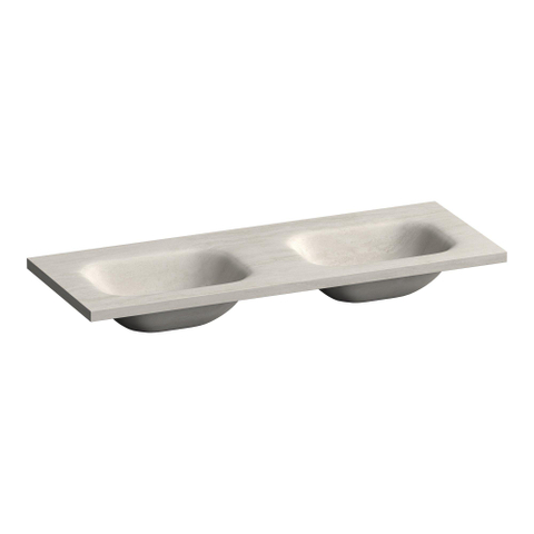 BRAUER Dune Medium Lavabo - 120cm - 2 vasques - 0 trous de robinet - pierre frittée - Ivory Travertin SW1477950