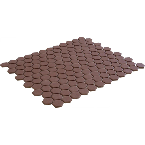 The Mosaic Factory Hexagon mozaïektegel - 26x30cm - 5mm - hexagon - R11 - mat terra cotta (rood) SW1015065