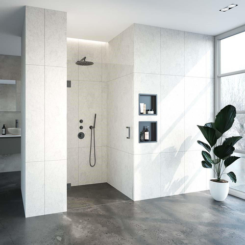 BRAUER Void porte de niche verre transparent 100x200 réversible incl. traitement du verre PVD gunmetal brossé SW723887