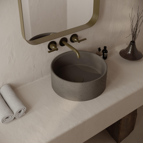 Ideavit Idea.deep vrijstaande wastafel - 39x15cm - rond - incl. pop-up afvoer - beton D5 SW1237677