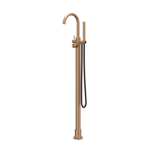 IVY Concord Mitigeur de baignoire autoportant - bec pivotant - 150cm - Flexible de douche - Douchette bâton - RVS316 - cuivre brossé mat PVD SW1031207