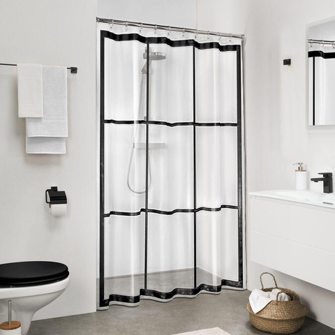 Sealskin Brix Rideau de douche 180x200 cm PEVA Transparent / Noir SW699518
