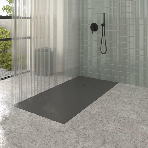 Villeroy & Boch Ecora douchebak - 160x80x4.5cm - afvoer korte zijde - anthracite (antraciet) SW1558971