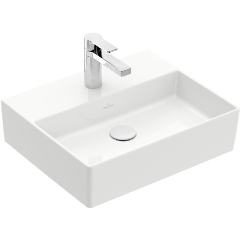 Villeroy & Boch memento 2.0 wastafel - voor handdoekhouders - 50x42cm - zonder overloop - 1 kraangat - White Alpine (glans wit) SW358404