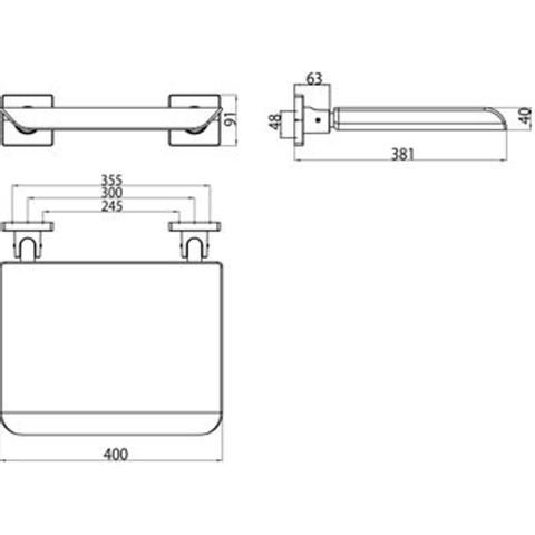 Emco System 2 klapzitje zonder rugleuning zwart/chroom SW100311