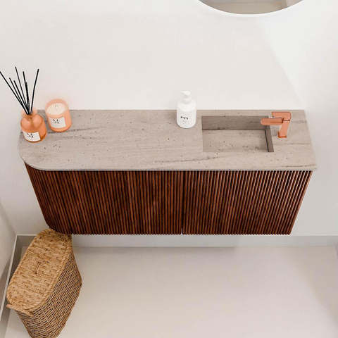 Mondiaz JOYA-DLUX 91.6cm toiletmeubel - ronding links kleur Ruby - Wastafel FAYE positie Rechts 1 kraangat kleur Saba. SW1425624