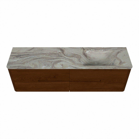 Mondiaz CIRO-DLUX Ensemble de meubles de salle de bains - 170x45x50cm - Plan vasque solid surface Glace - 1 lavabo à droite - 1 trou de robinet - 4 tiroirs - Ruby SW1531687