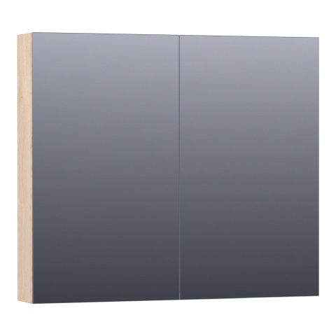 Saniclass Plain Spiegelkast - 80x70x15cm - 2 links/rechtsdraaiende spiegeldeuren - MFC - legno calore SW393108