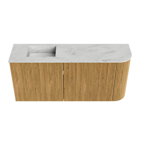 Mondiaz JOYA-DLUX 91.6cm meuble de toilette - arrondi droit couleur Chêne - Vasque FAYE position Gauche Sans trou de robinet couleur Opalo SW1422202