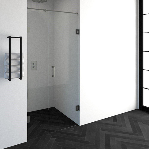BRAUER Void porte de niche 2 parties verre clair 100x200 réversible avec porte battante 60 au mur incl. traitement anticalcaire du verre PVD coloris inox SW223759