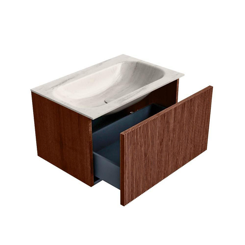 MONDIAZ KURVE-DLUX Meuble de salle de bains 70 cm couleur Ruby avec 1 tiroir et 0 porte. Lavabo BIG SMALL Central 1 trou de robinet Meli. SW1432038