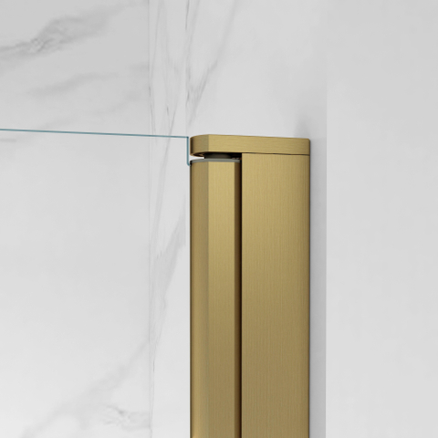 FugaFlow Eccelente Vetro Porte de douche - 100x200 - Profil en verre de sécurité - anti-calcaire - Laiton brossé PVD (Or) SW1469473