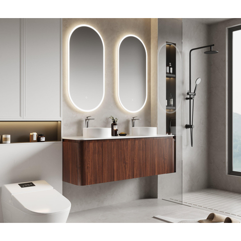 Royal Plaza Terra Meuble sous-lavabo - 140cm - 4 tiroirs - coins arrondis - châtaigne (noyer) SW1174104