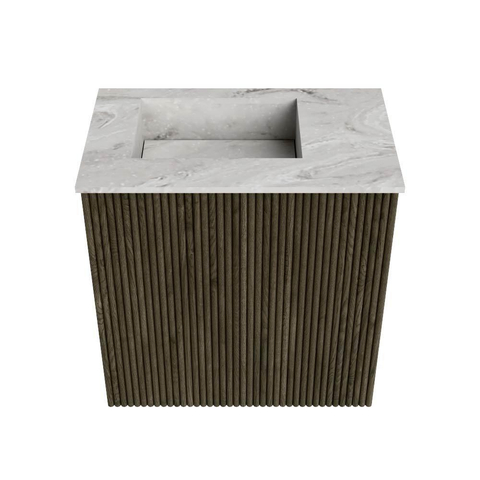 Mondiaz JOYA-DLUX 40cm toiletmeubel - kleur Shadow - Wastafel FAYE positie Links Zonder kraangat kleur Glace. SW1422725