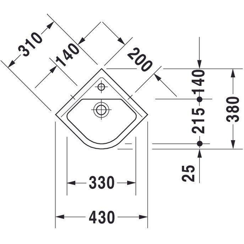 Duravit Starck 3 Hoekfontein - 43x38.5cm - wit 0313777