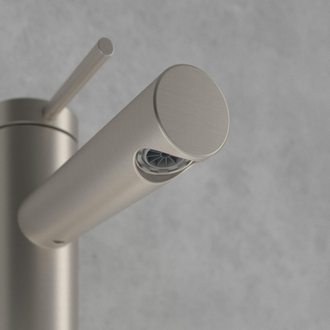 Villeroy & Boch Loop & Friends 1 greeps wastafelkraan - zonder waste - Brushed Nickel black (rvs) SW974143