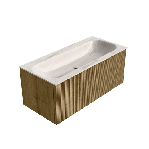 MONDIAZ KURVE-DLUX Meuble de salle de bains 100cm couleur Dusk avec 1 tiroir et 0 porte. Lavabo BIG MEDIUM Central sans trou de robinet Meli. SW1431886