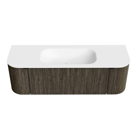 Mondiaz KURVE Ensemble meuble de salle de bains - 140x46x40cm - 1 tiroir - 2 portes - vasque solid surface - central - 1 trou de robinet - Shadow SW1414238