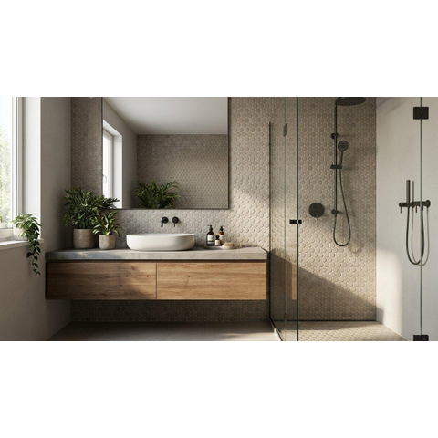 Terravito Elzino Mozaïektegel - 29x32.5cm - rond - 9mm - Grey mat SW1119917