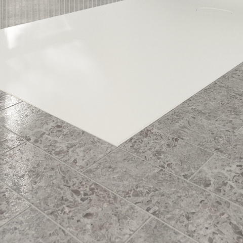 Villeroy & Boch Ecora douchebak - 170x90x4.5cm - afvoer korte zijde - stone white (wit) SW1559012