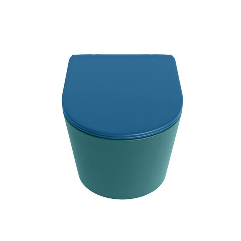 Mondiaz LAVIE hangtoilet – spoelrandloos – 36 x 53 cm – met softclose zitting – Smag (groen), zitting Jeans (blauw) SW1208642