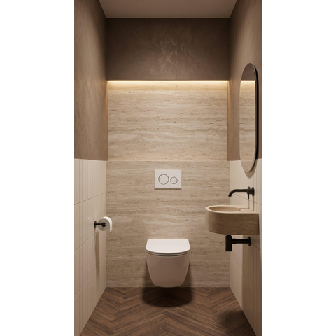 QeramiQ Dely Pack WC - 36.3x51.7cm - à fond creux - sans bride - réservoir encastré Geberit UP720 - abattant WC softclose 35 mm - plaque de déclenchement gunmetal - boutons ronds - beige mat SW1428175