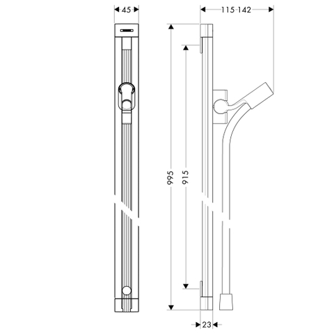 Hansgrohe Unica Raindance - glijstang 90cm - met doucheslang - 160cm - hoogglans chroom 0450708