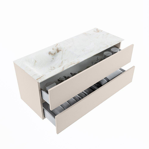 MONDIAZ VICA-DLUX Ensemble meuble de salle de bains - 120cm - meuble bas linen - 2 tiroirs - lavabo encastré cloud gauche - sans trous de robinet - version hauteur 60cm - frape SW1088983