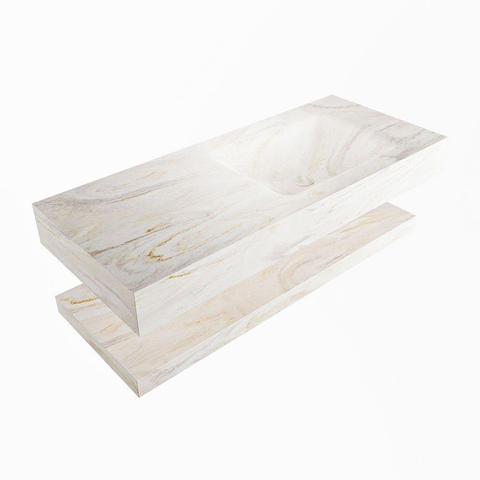 Mondiaz ALAN-DLUX Ensemble de meuble - 110cm - meuble Ostra mat - 0 tiroirs - Lavabo Cloud Ostra suspendu - vasque Droite - 1 trou de robinet SW809273