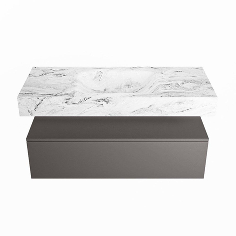 MONDIAZ ALAN - DLUX Badkamermeubelset - 110cm - onderkast - Dark grey - 1 lade - vrijhangende wastafel - wasbak midden - 1 kraangat - Glace SW805334