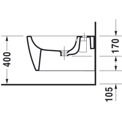 Duravit Me by starck Wandbidet - 37x57cm - met kraangat - met overloop - zonder wondergliss - glans wit 0300875