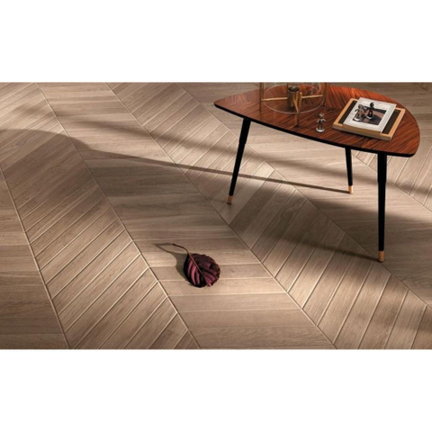 ÉCHANTILLON Terravito Elmare carreau mural et de sol - 7.5x45cm - 9mm - Rectangulaire - Aspect bois - Oak Chevron Mat SW735981
