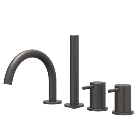IVY Concord Combinaison pour bord de baignoire - 4 voies - mitigeur - bec pivotant - douchette extractible - RVS316 - carbone noir brossé PVD SW1031171