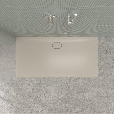 Villeroy & Boch Ecora douchebak - 160x80x3.5cm - afvoer lange zijde - almond (beige) SW1558960