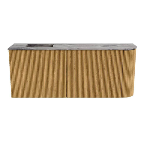 Mondiaz JOYA-DLUX 101.6cm toiletmeubel - ronding rechts kleur Oak - Wastafel FAYE positie Links 1 kraangat kleur Sombra. SW1424287