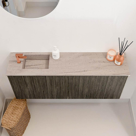 Mondiaz JOYA-DLUX 100cm toiletmeubel - kleur Shadow - Wastafel FAYE positie Links 1 kraangat kleur Saba. SW1425145