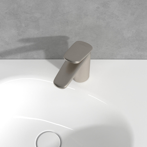 Villeroy & Boch Antao 1 greeps wastafelkraan - 140mm - met push open afvoergarnituur - Brushed Nickel (rvs) SW974161