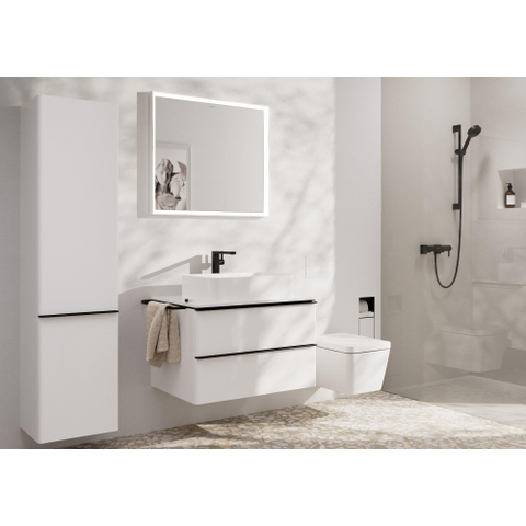 Hansgrohe Xelu Q Armoire haute - 165x40x35cm - 2 portes - poignée noir mat - fermeture amortie - charnière à gauche - high gloss white SW995238